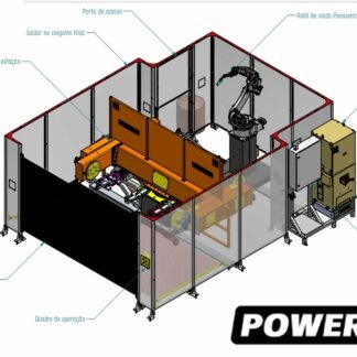 CÉLULA DE SOLDAGEM ROBOTIZADA 6 EIXOS POWERMIG PHOENIX 2000 COM ROBÔ PANASONIC